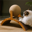 Gato de madeira coçar bola 2 em 1 gato scratcher sisal placa de risco resistente ao desgaste moagem pata brinquedo raspador de madeira maciça para gatos