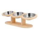 Tigelas elevadas para gatos, alimentador com suporte de madeira elevada com 3 tigelas de aço inoxidável, suprimentos de alimentação e rega para cachorros e gatos, acessórios