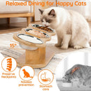 Tigelas elevadas para gatos, alimentador com suporte de madeira elevada com 3 tigelas de aço inoxidável, suprimentos de alimentação e rega para cachorros e gatos, acessórios