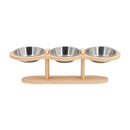 Tigelas elevadas para gatos, alimentador com suporte de madeira elevada com 3 tigelas de aço inoxidável, suprimentos de alimentação e rega para cachorros e gatos, acessórios