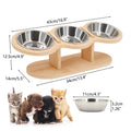 Tigelas elevadas para gatos, alimentador com suporte de madeira elevada com 3 tigelas de aço inoxidável, suprimentos de alimentação e rega para cachorros e gatos, acessórios