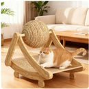 Gato de madeira coçar bola 2 em 1 gato scratcher sisal placa de risco resistente ao desgaste moagem pata brinquedo raspador de madeira maciça para gatos