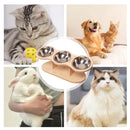 Tigelas elevadas para gatos, alimentador com suporte de madeira elevada com 3 tigelas de aço inoxidável, suprimentos de alimentação e rega para cachorros e gatos, acessórios